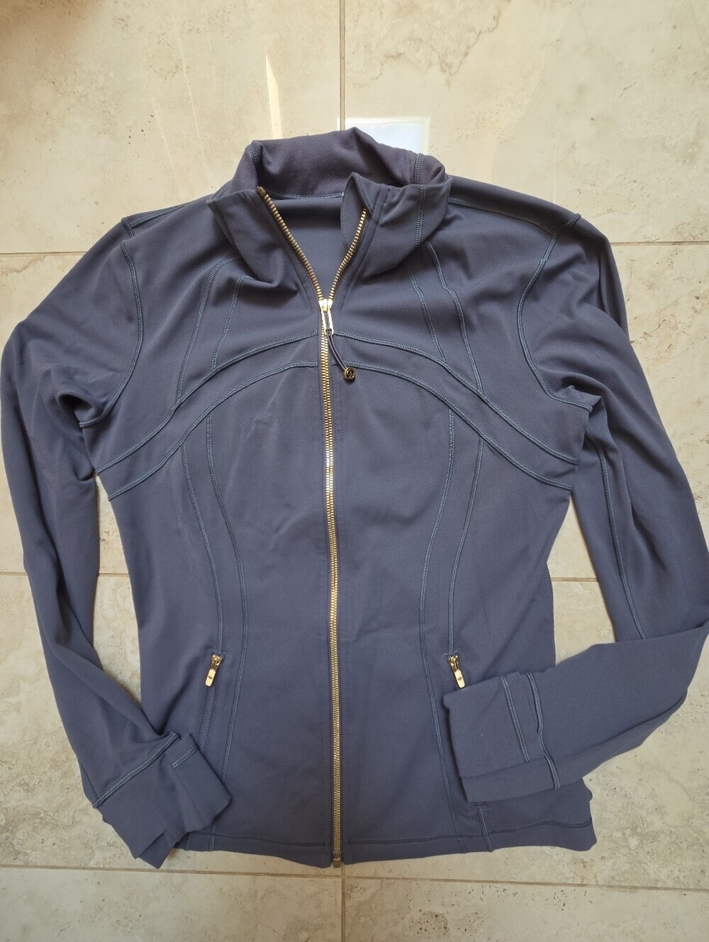 Lululemon Define Jacket Nulu Shade Gold Zip Blue Size 12 Sold Out Rare - Picture 4 of 10